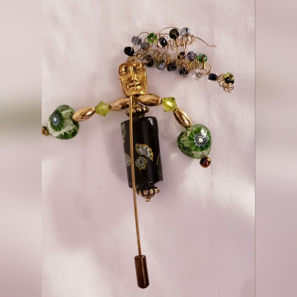 Artistic Gold and Green Brooch